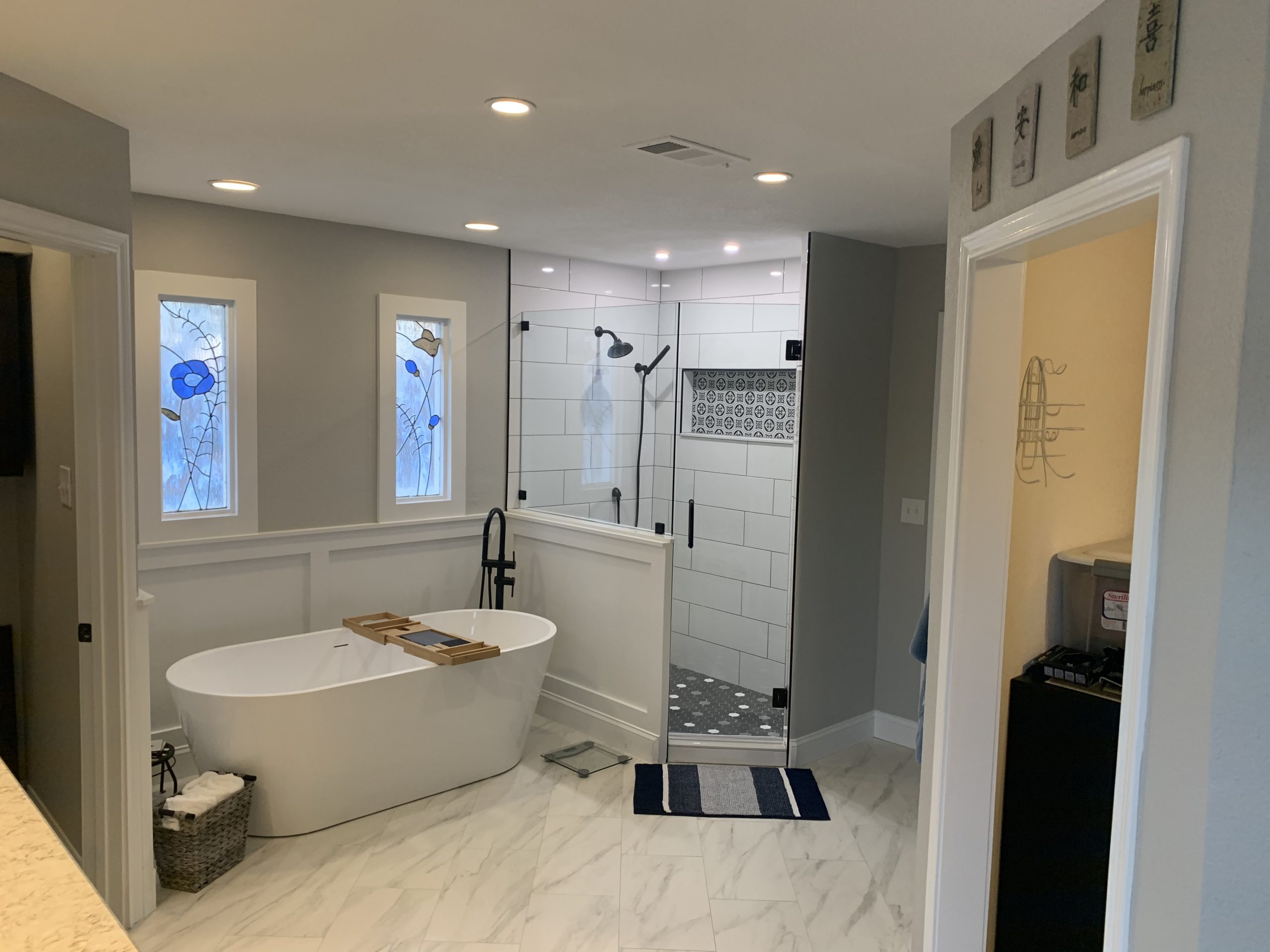 Updated bathroom remodel project photo.